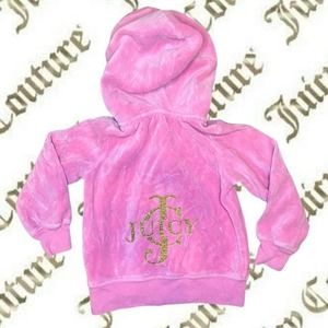 y2k 2000s pink velour juicy couture toddler tracksuit top